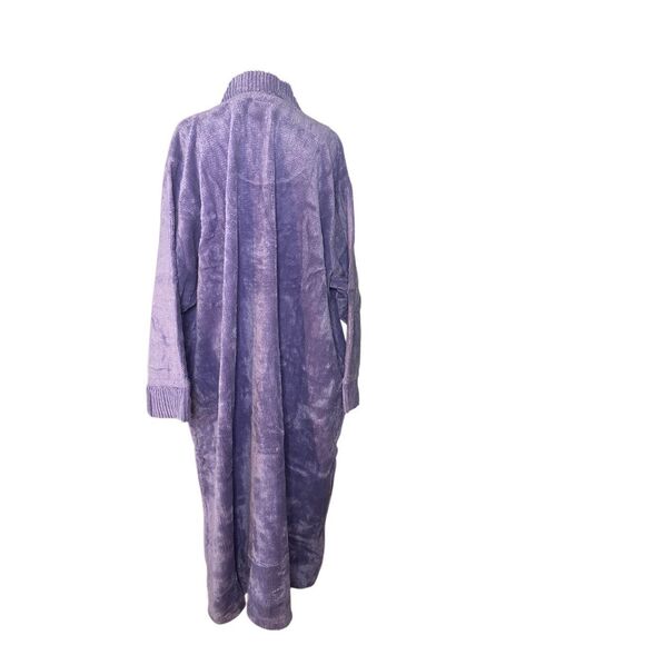 Intimates Womens 3X Long Purple Velour Lounge Cardigan Duster Robe Sweater Coat - Picture 3 of 5